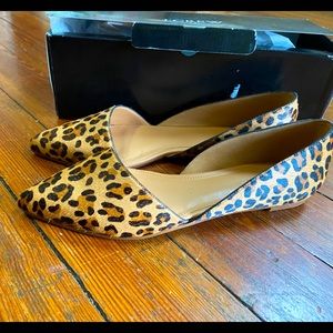 J. Crew Zoe leopard calf hair d'Orsay flats